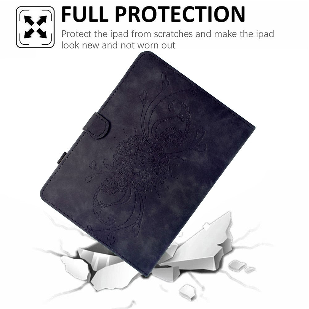 For Lenovo Xiaoxin Pad 11 2025 Case Mandala Imprinted Leather Tablet Cover with Card Slots - Black