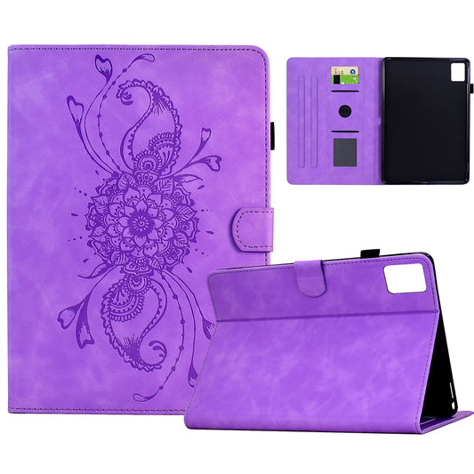 For Lenovo Xiaoxin Pad 11 2025 Case Mandala Imprinted Leather Tablet Cover with Card Slots - Purple