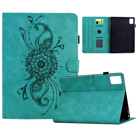 For Lenovo Xiaoxin Pad 11 2025 Case Mandala Imprinted Leather Tablet Cover with Card Slots - Baby Blue