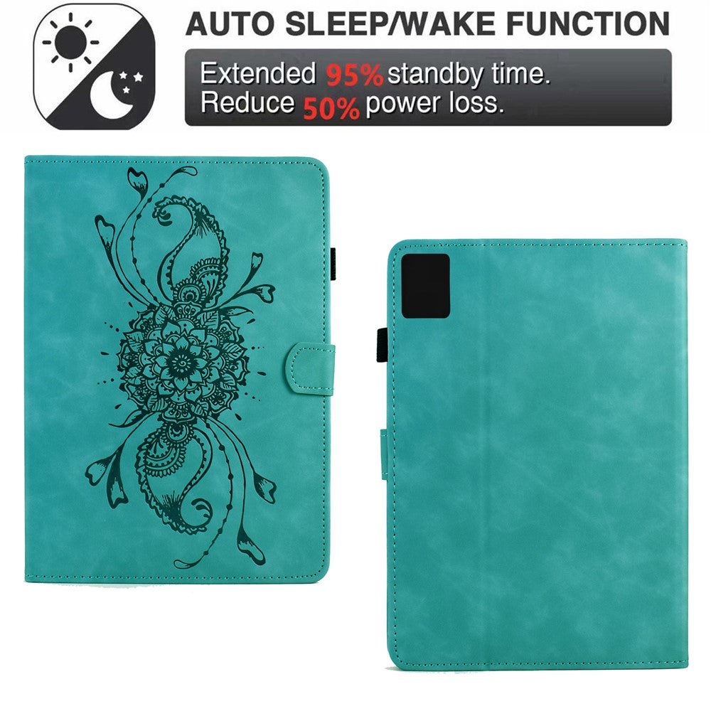 For Lenovo Xiaoxin Pad 11 2025 Case Mandala Imprinted Leather Tablet Cover with Card Slots - Baby Blue
