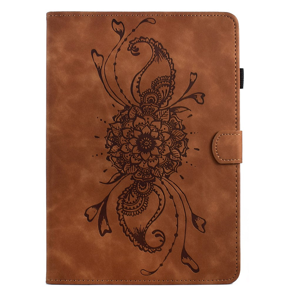 For Lenovo Xiaoxin Pad 11 2025 Case Mandala Imprinted Leather Tablet Cover with Card Slots - Brown