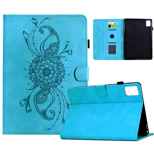 For Lenovo Xiaoxin Pad 11 2025 Case Mandala Imprinted Leather Tablet Cover with Card Slots - Sky Blue