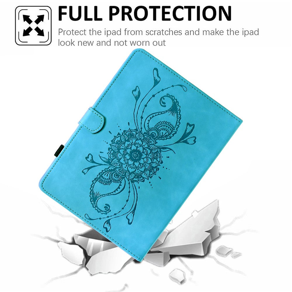 For Lenovo Xiaoxin Pad 11 2025 Case Mandala Imprinted Leather Tablet Cover with Card Slots - Sky Blue