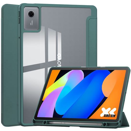 For Lenovo Xiaoxin Pad 11 2025  /  Idea Tab (TB336ZU  /  TB336FU) Case Clear Acrylic Leather Tablet Cover Support Auto Sleep  /  Wake - Green