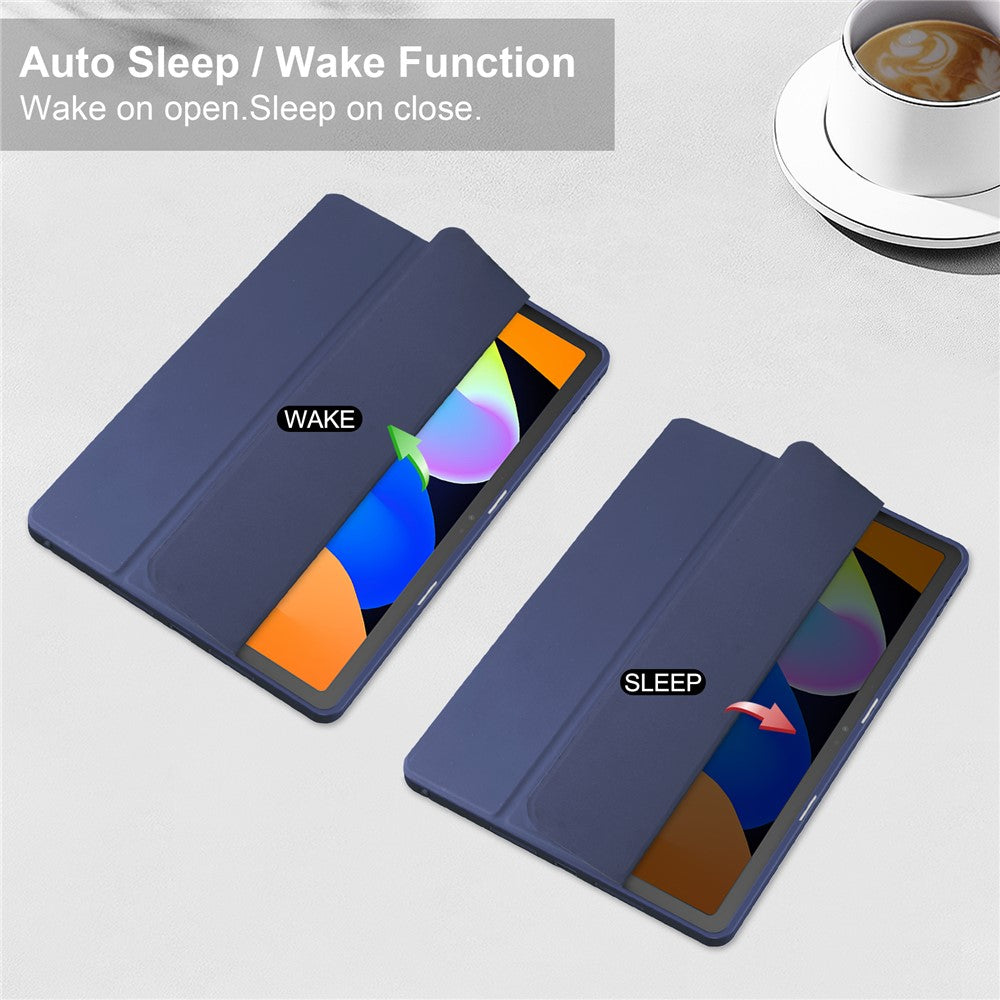 For Lenovo Xiaoxin Pad 11 2025  /  Idea Tab (TB336ZU  /  TB336FU) Case Clear Acrylic Leather Tablet Cover Support Auto Sleep  /  Wake - Dark Blue