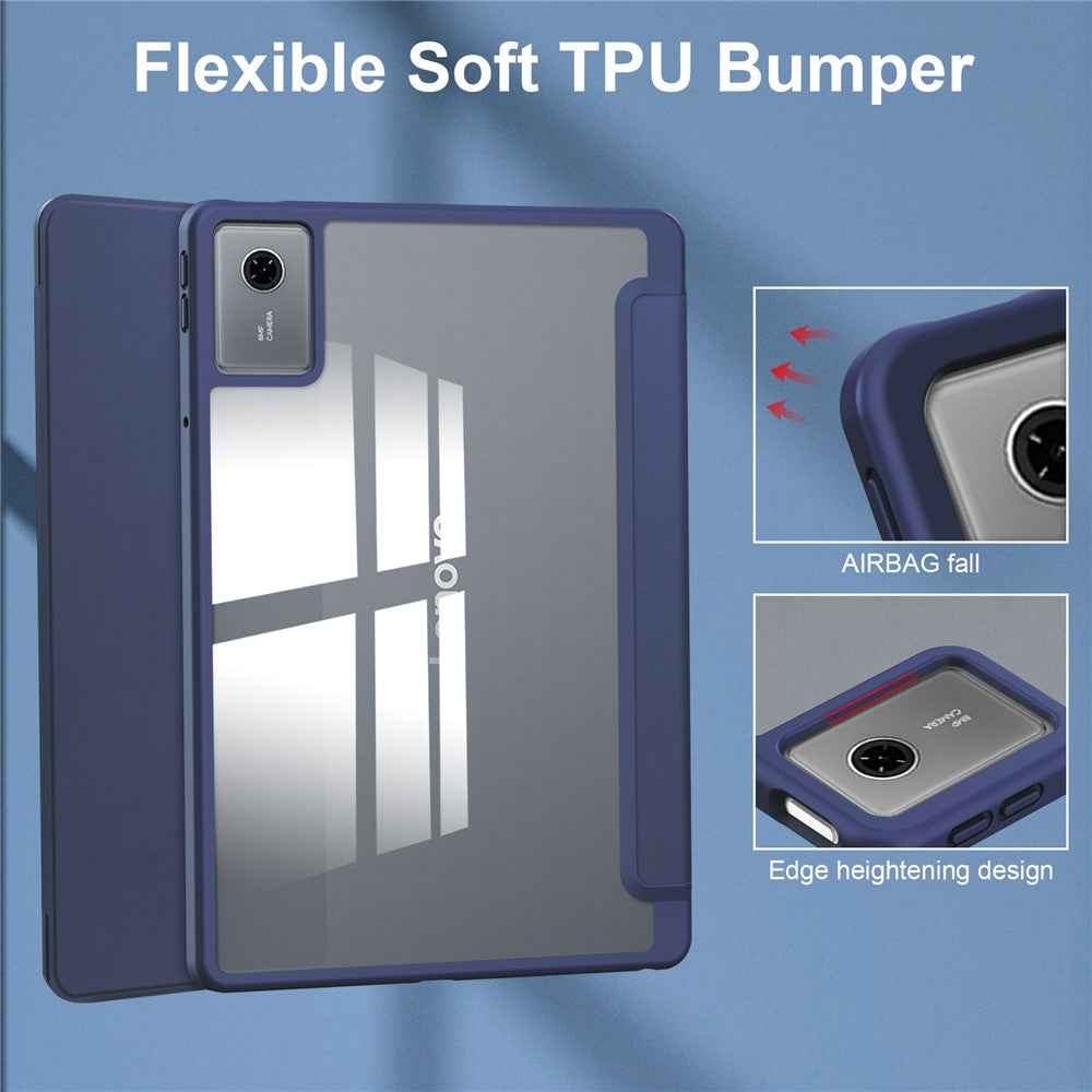For Lenovo Xiaoxin Pad 11 2025  /  Idea Tab (TB336ZU  /  TB336FU) Case Clear Acrylic Leather Tablet Cover Support Auto Sleep  /  Wake - Dark Blue