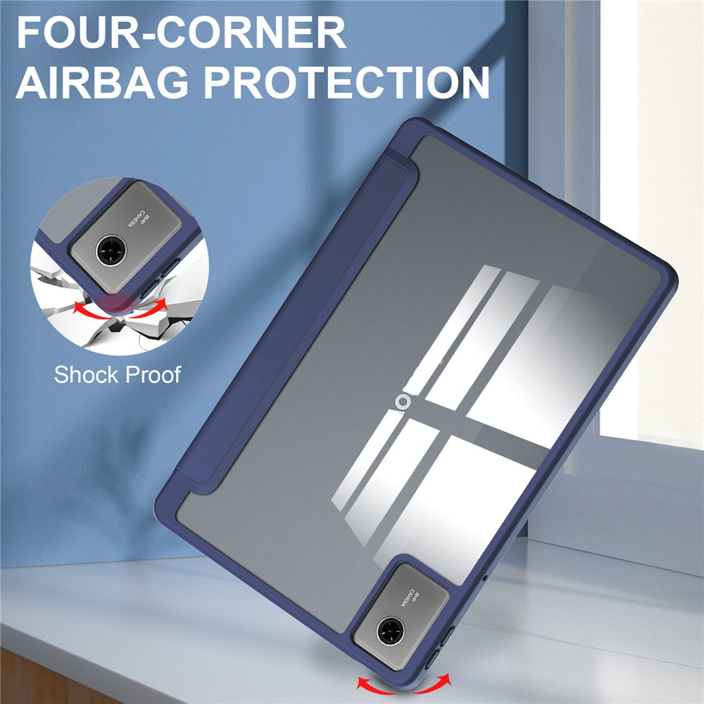 For Lenovo Xiaoxin Pad 11 2025  /  Idea Tab (TB336ZU  /  TB336FU) Case Clear Acrylic Leather Tablet Cover Support Auto Sleep  /  Wake - Dark Blue