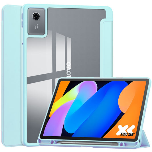 For Lenovo Xiaoxin Pad 11 2025  /  Idea Tab (TB336ZU  /  TB336FU) Case Clear Acrylic Leather Tablet Cover Support Auto Sleep  /  Wake - Baby Blue
