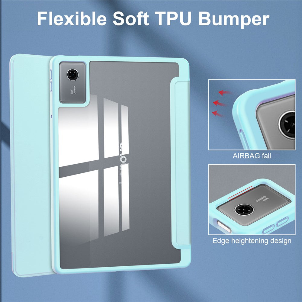 For Lenovo Xiaoxin Pad 11 2025  /  Idea Tab (TB336ZU  /  TB336FU) Case Clear Acrylic Leather Tablet Cover Support Auto Sleep  /  Wake - Baby Blue