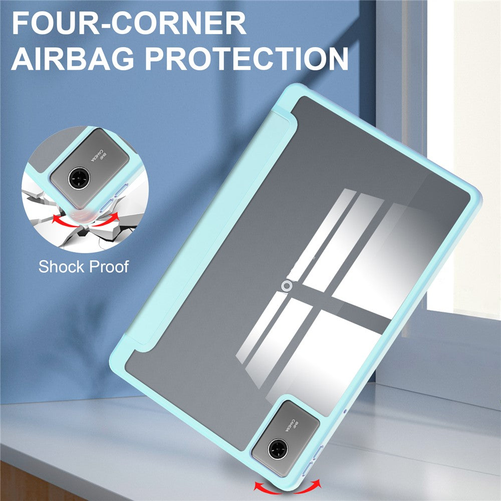 For Lenovo Xiaoxin Pad 11 2025  /  Idea Tab (TB336ZU  /  TB336FU) Case Clear Acrylic Leather Tablet Cover Support Auto Sleep  /  Wake - Baby Blue
