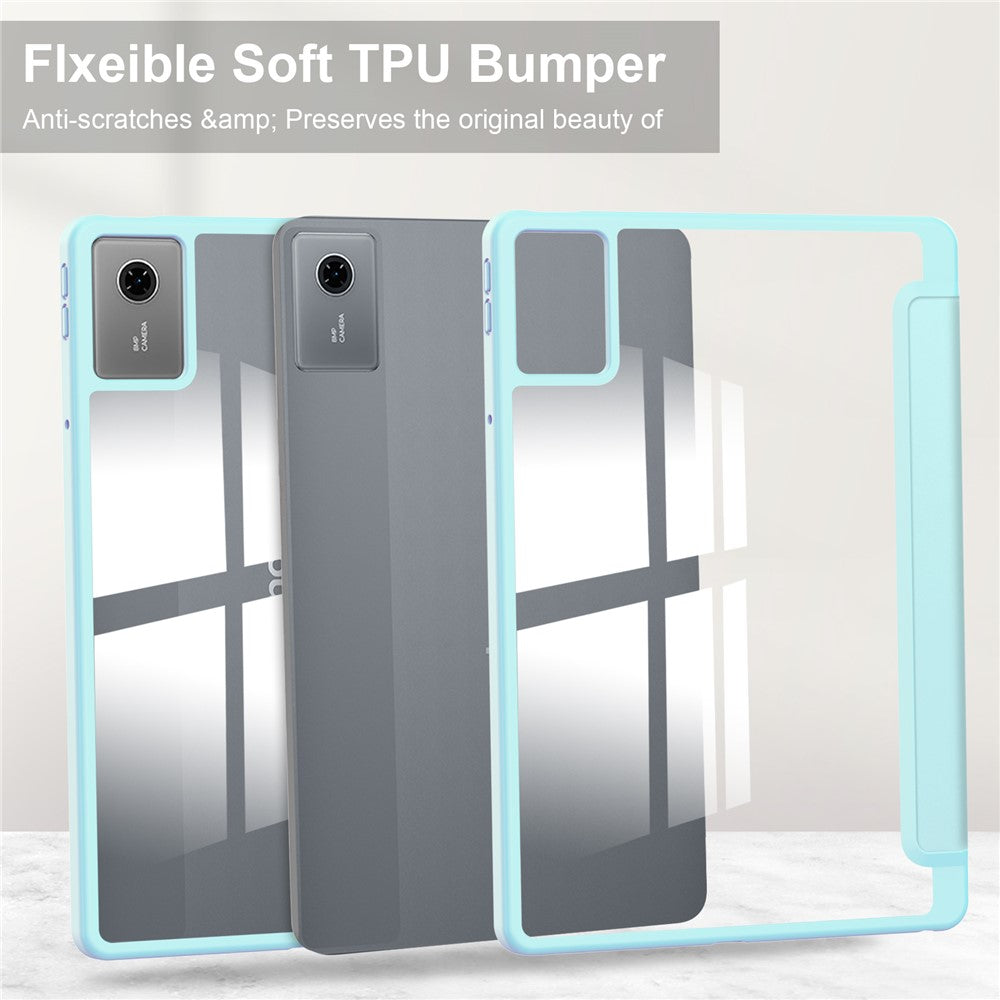 For Lenovo Xiaoxin Pad 11 2025  /  Idea Tab (TB336ZU  /  TB336FU) Case Clear Acrylic Leather Tablet Cover Support Auto Sleep  /  Wake - Baby Blue