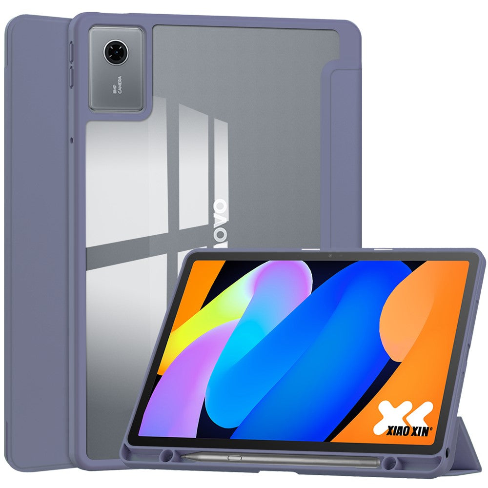For Lenovo Xiaoxin Pad 11 2025  /  Idea Tab (TB336ZU  /  TB336FU) Case Clear Acrylic Leather Tablet Cover Support Auto Sleep  /  Wake - Purple