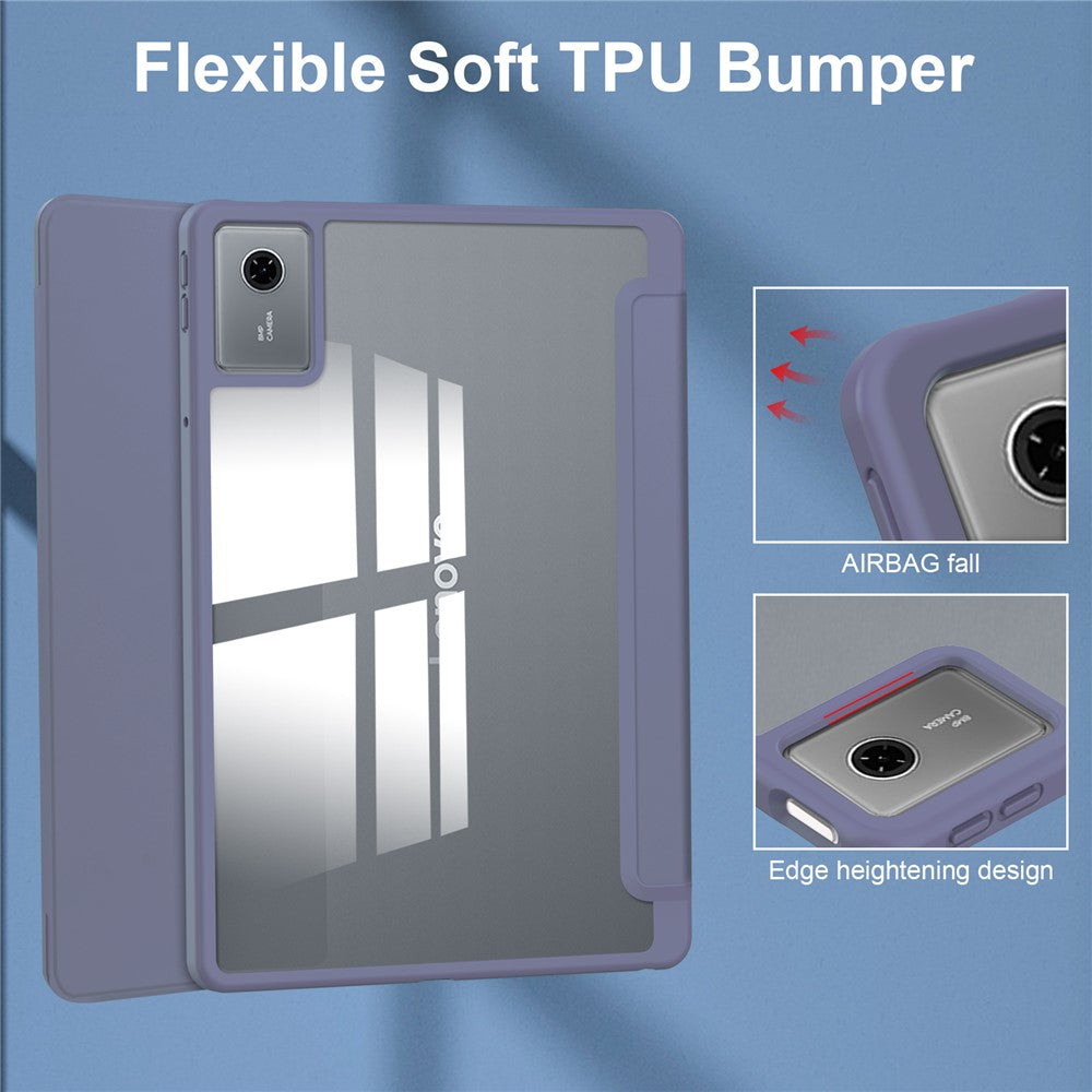 For Lenovo Xiaoxin Pad 11 2025  /  Idea Tab (TB336ZU  /  TB336FU) Case Clear Acrylic Leather Tablet Cover Support Auto Sleep  /  Wake - Purple