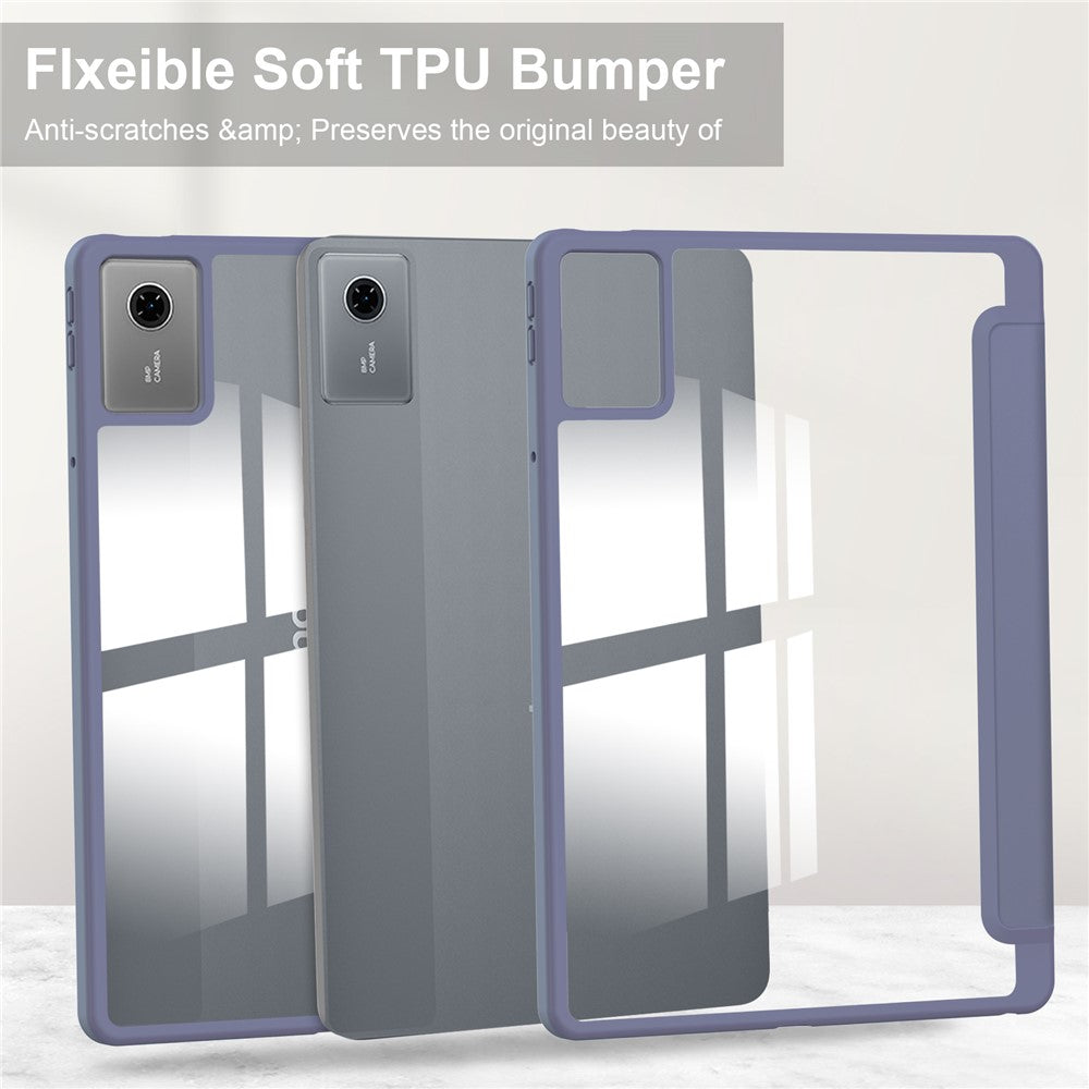 For Lenovo Xiaoxin Pad 11 2025  /  Idea Tab (TB336ZU  /  TB336FU) Case Clear Acrylic Leather Tablet Cover Support Auto Sleep  /  Wake - Purple