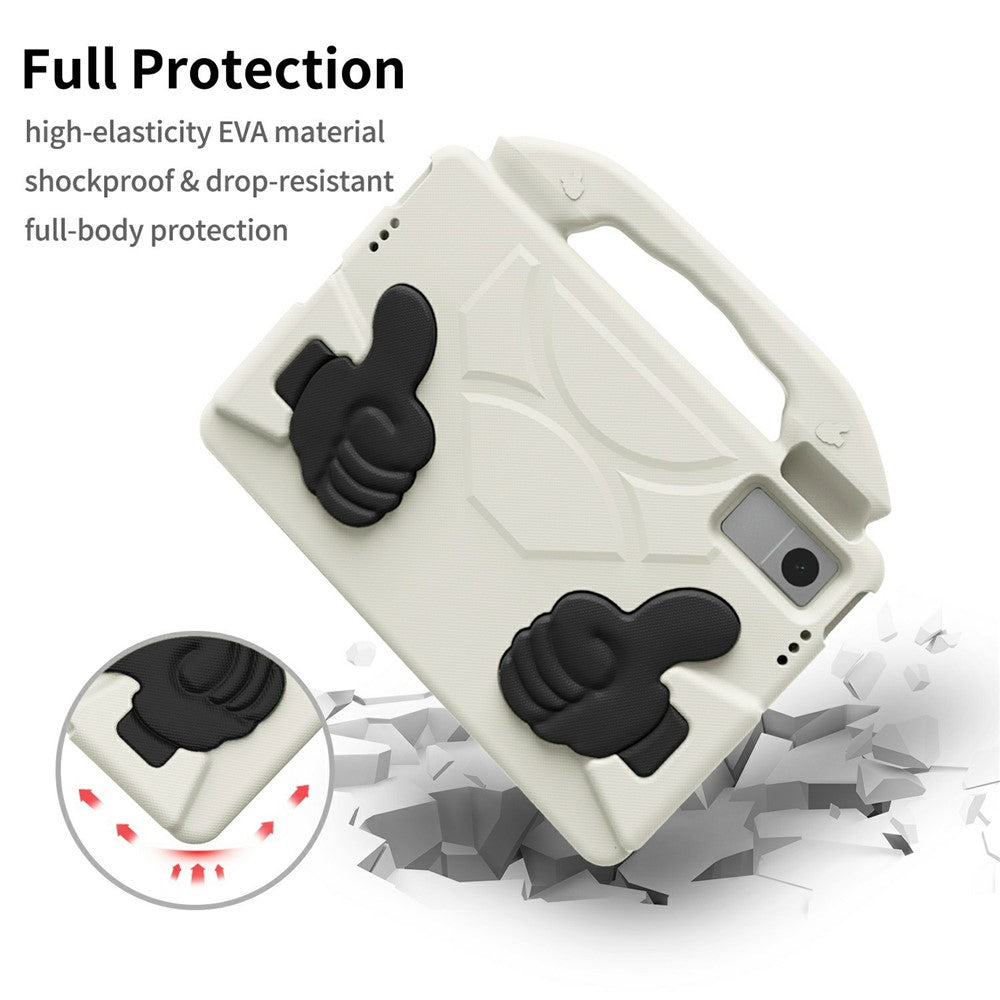 Ultra-Soft EVA Case For Lenovo Tab M10 Plus (3rd Gen)  /  Tab M10 5G  /  K10 Pro  /  Xiaomi Redmi Pad Thumb Kickstand Tablet Cover - White