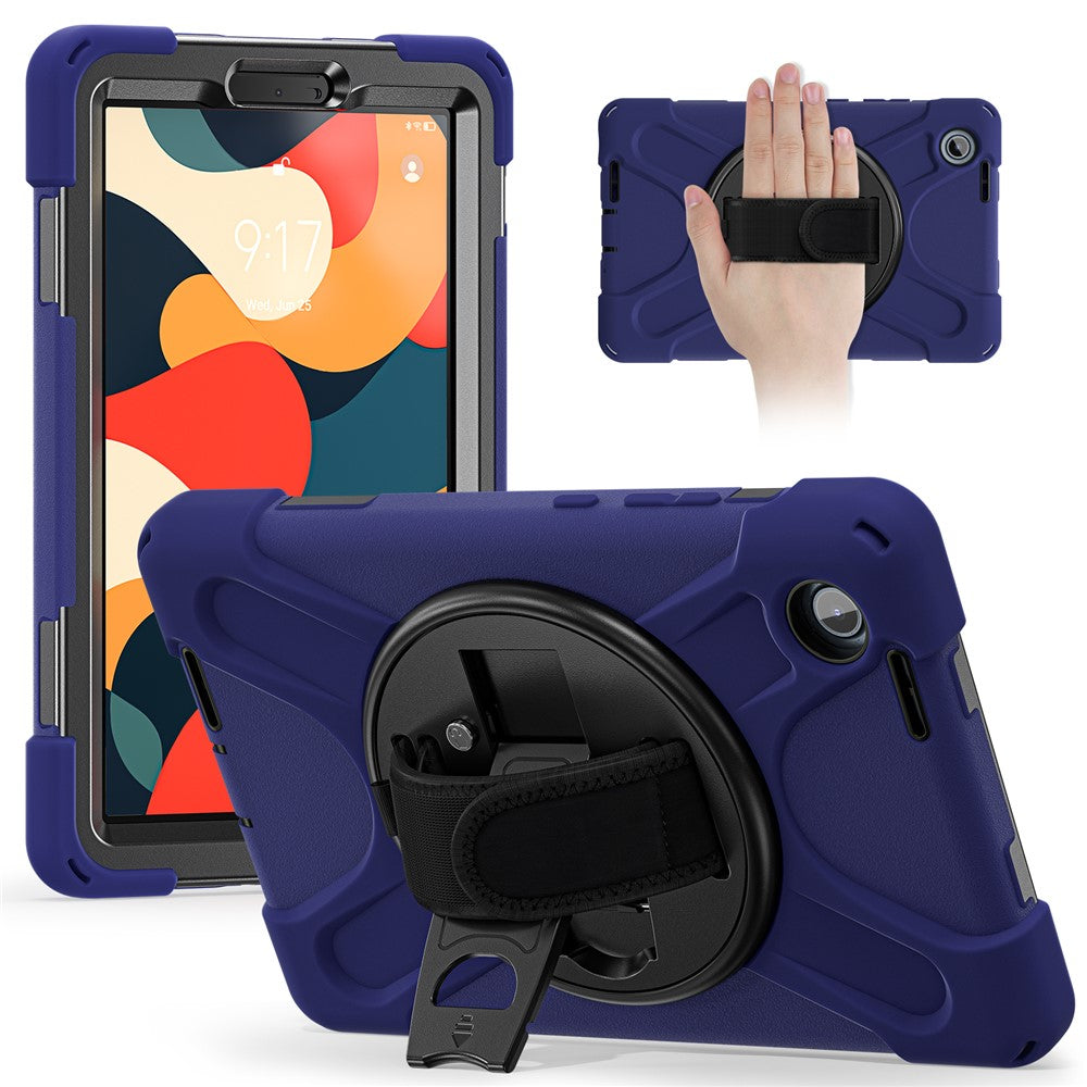 For Lenovo Tab K9 / Tab One Case TPU + PC + Silicone Kickstand Anti Drop Tablet Cover - Navy Blue