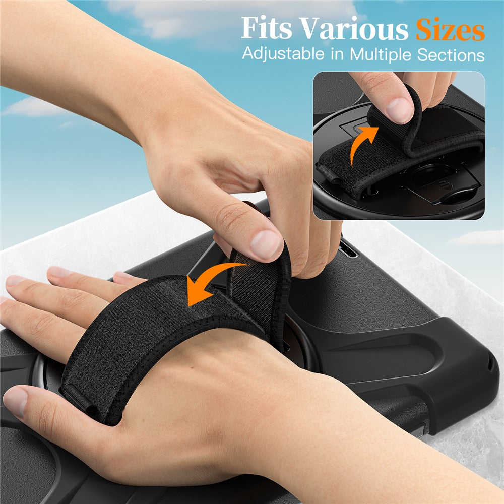 For Lenovo Tab K9 / Tab One Kickstand Case TPU PC Silicone Tablet Cover with Shoulder Strap - Black