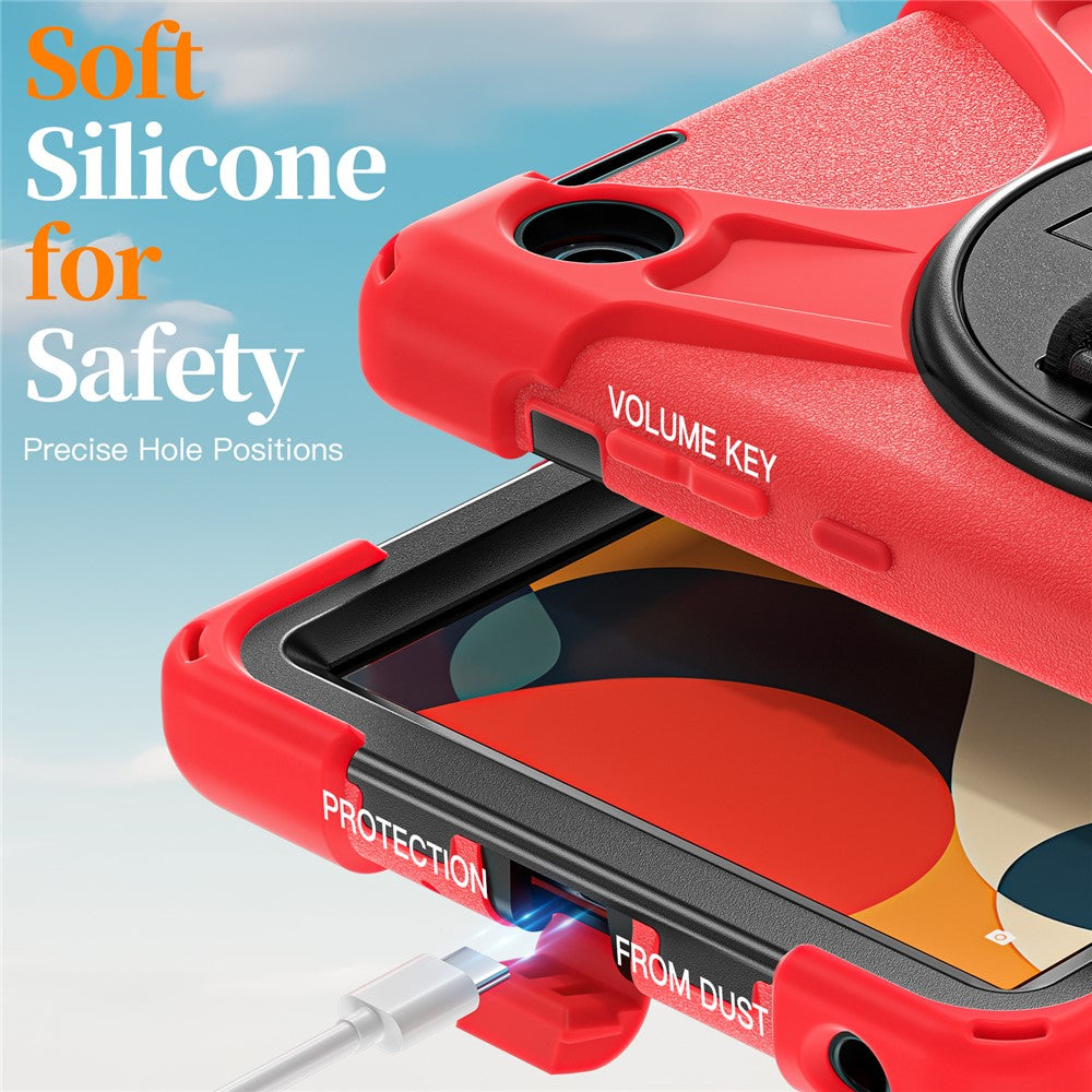 For Lenovo Tab K9 / Tab One Kickstand Case TPU PC Silicone Tablet Cover with Shoulder Strap - Red