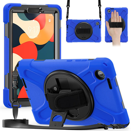 For Lenovo Tab K9 / Tab One Kickstand Case TPU PC Silicone Tablet Cover with Shoulder Strap - Blue
