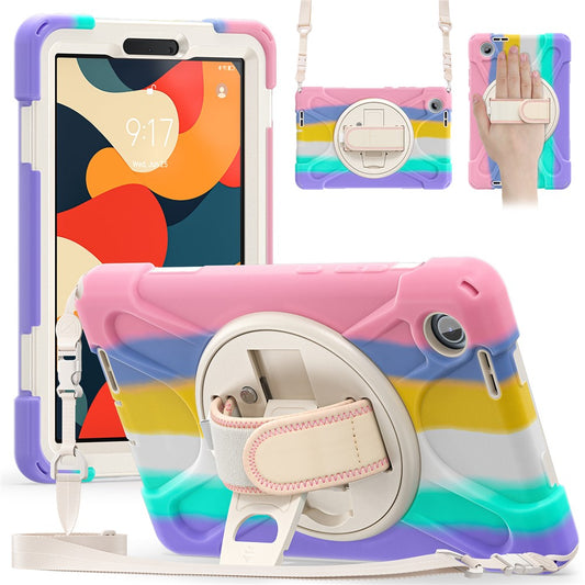 For Lenovo Tab K9 / Tab One Kickstand Case TPU PC Silicone Tablet Cover with Shoulder Strap - Colorful Pink