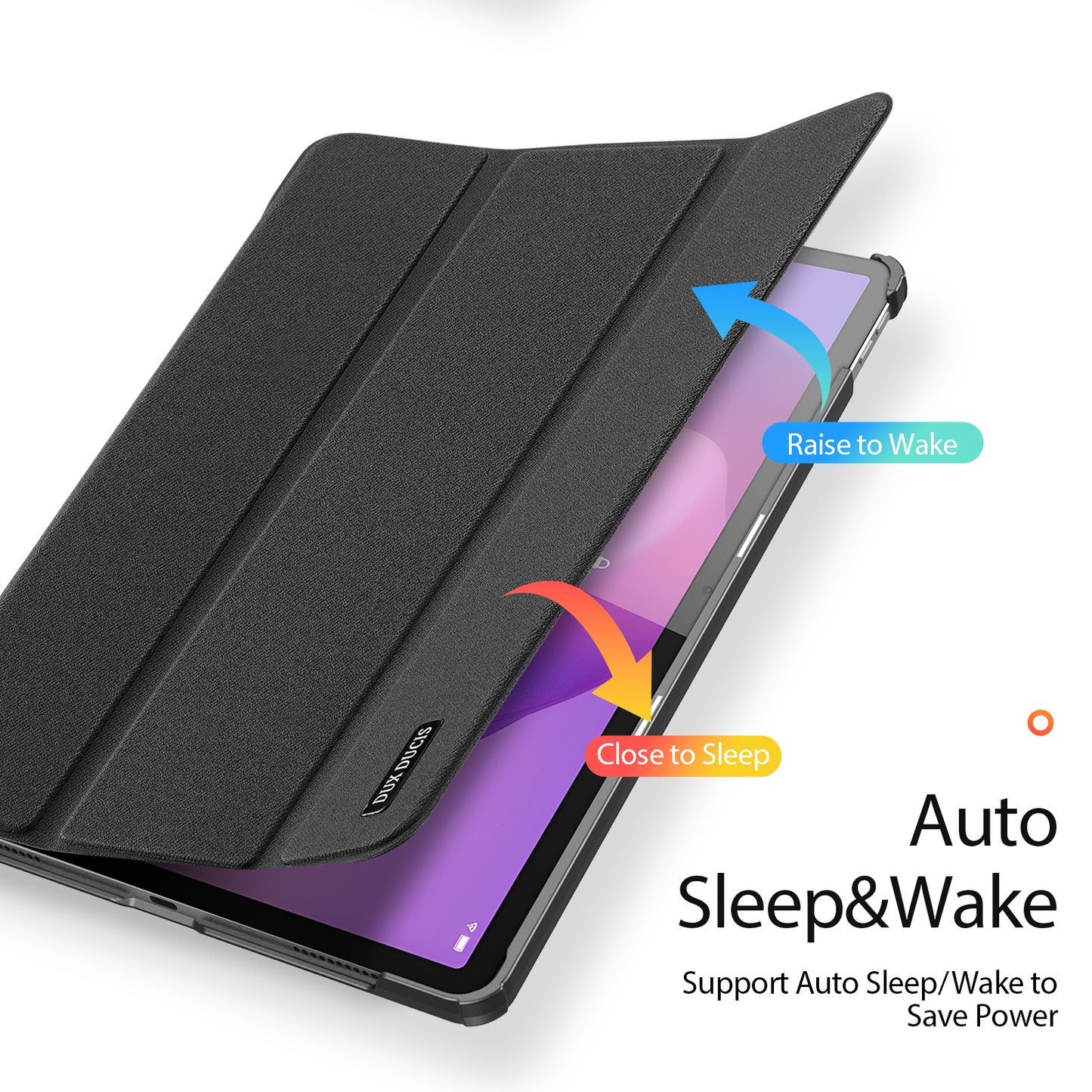For Lenovo Tab K11 Gen 2 / Lenovo Idea Tab Case DUX DUCIS Domo Series Tri-fold Stand PU Leather Protective Tablet Cover - Black
