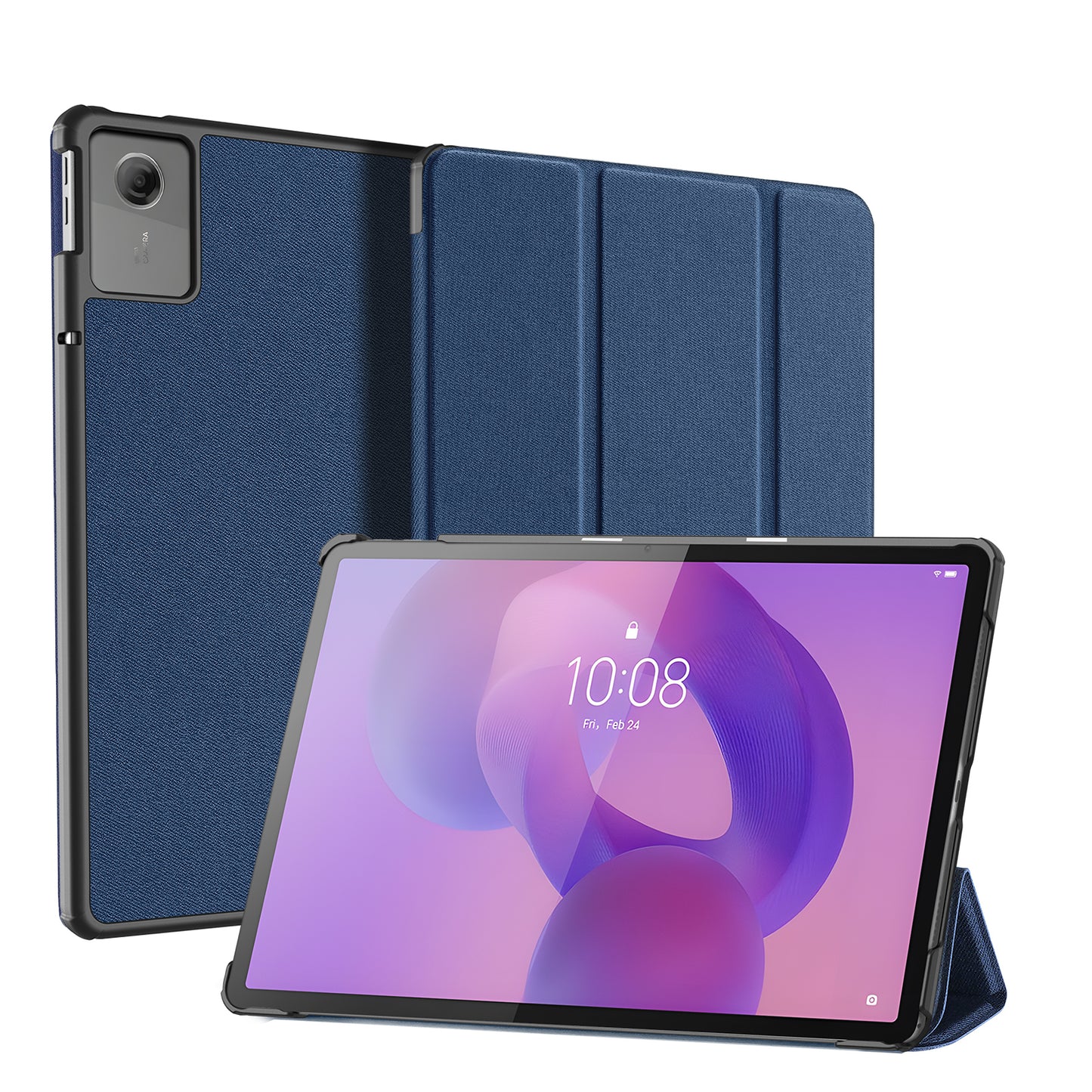 For Lenovo Tab K11 Gen 2 / Lenovo Idea Tab Case DUX DUCIS Domo Series Tri-fold Stand PU Leather Protective Tablet Cover - Blue