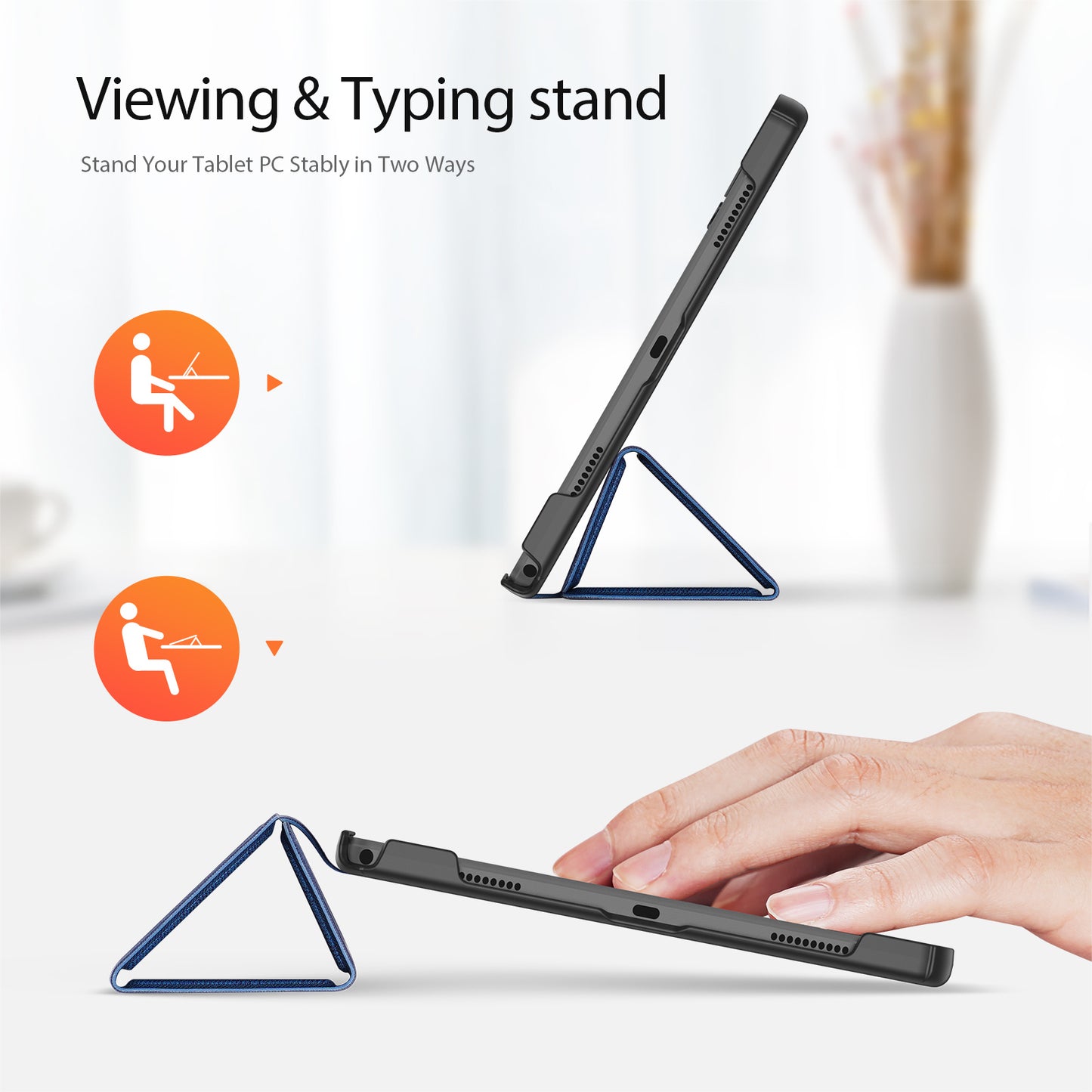 For Lenovo Tab K11 Gen 2 / Lenovo Idea Tab Case DUX DUCIS Domo Series Tri-fold Stand PU Leather Protective Tablet Cover - Blue