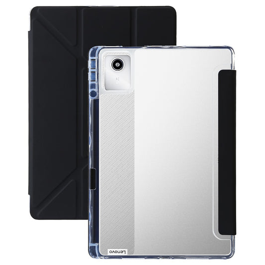 For Lenovo Xiaoxin Pad 11 2025 / Idea Tab (TB336ZU / TB336FU) Case PU Leather Origami Stand Clear Tablet Cover - Black