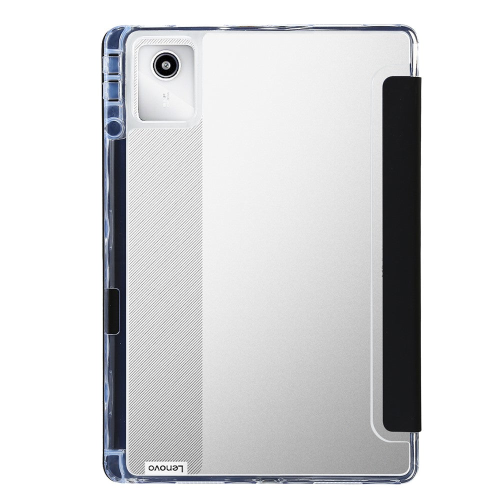 For Lenovo Xiaoxin Pad 11 2025 / Idea Tab (TB336ZU / TB336FU) Case PU Leather Origami Stand Clear Tablet Cover - Black