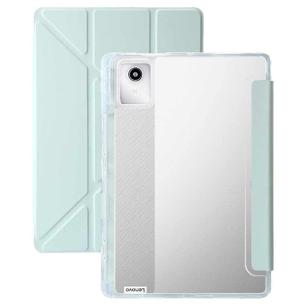 For Lenovo Xiaoxin Pad 11 2025 / Idea Tab (TB336ZU / TB336FU) Case PU Leather Origami Stand Clear Tablet Cover - Light Green
