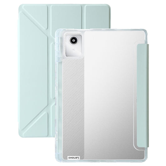 For Lenovo Xiaoxin Pad 11 2025 / Idea Tab (TB336ZU / TB336FU) Case PU Leather Origami Stand Clear Tablet Cover - Light Green