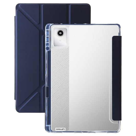 For Lenovo Xiaoxin Pad 11 2025 / Idea Tab (TB336ZU / TB336FU) Case PU Leather Origami Stand Clear Tablet Cover - Dark Blue