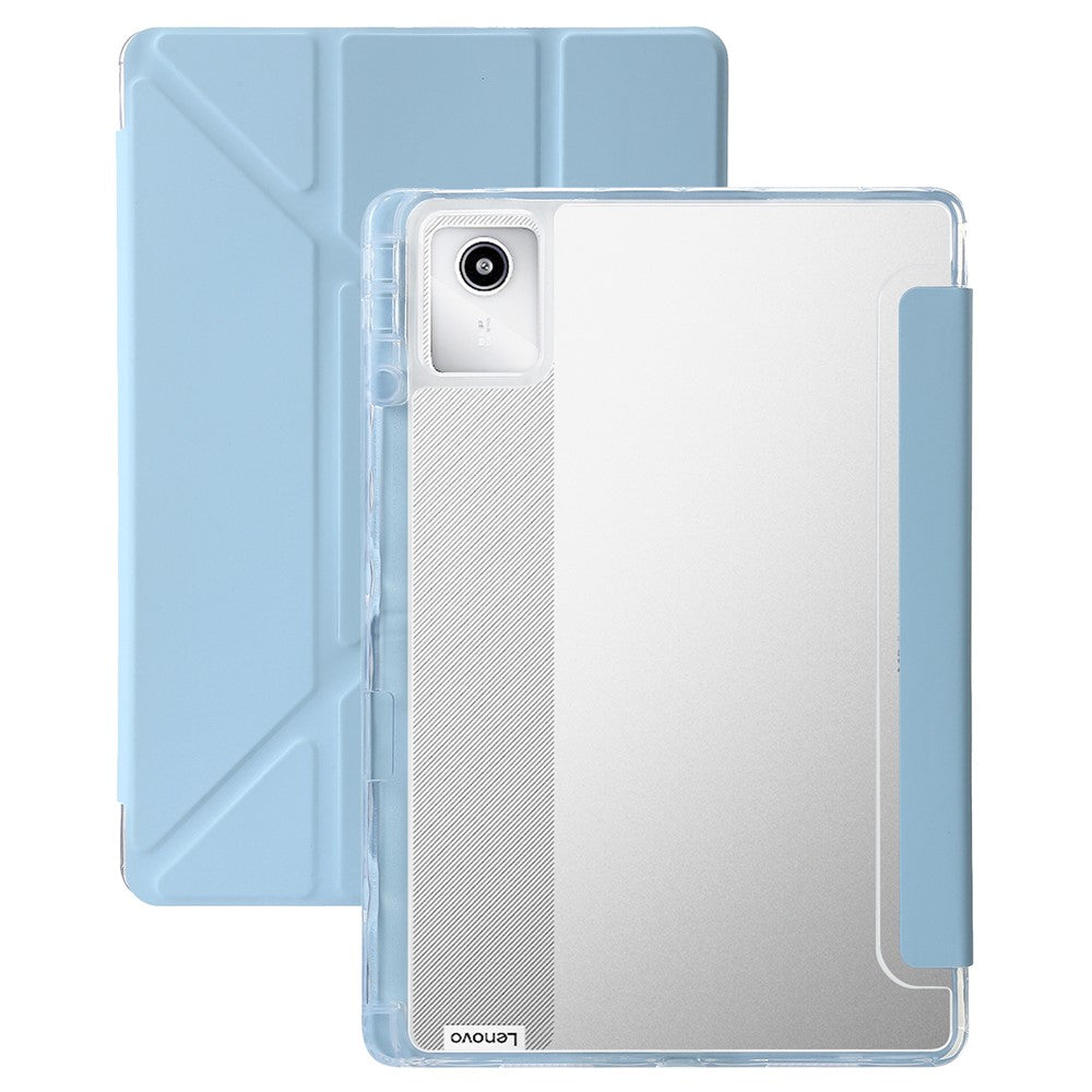 For Lenovo Xiaoxin Pad 11 2025 / Idea Tab (TB336ZU / TB336FU) Case PU Leather Origami Stand Clear Tablet Cover - Baby Blue