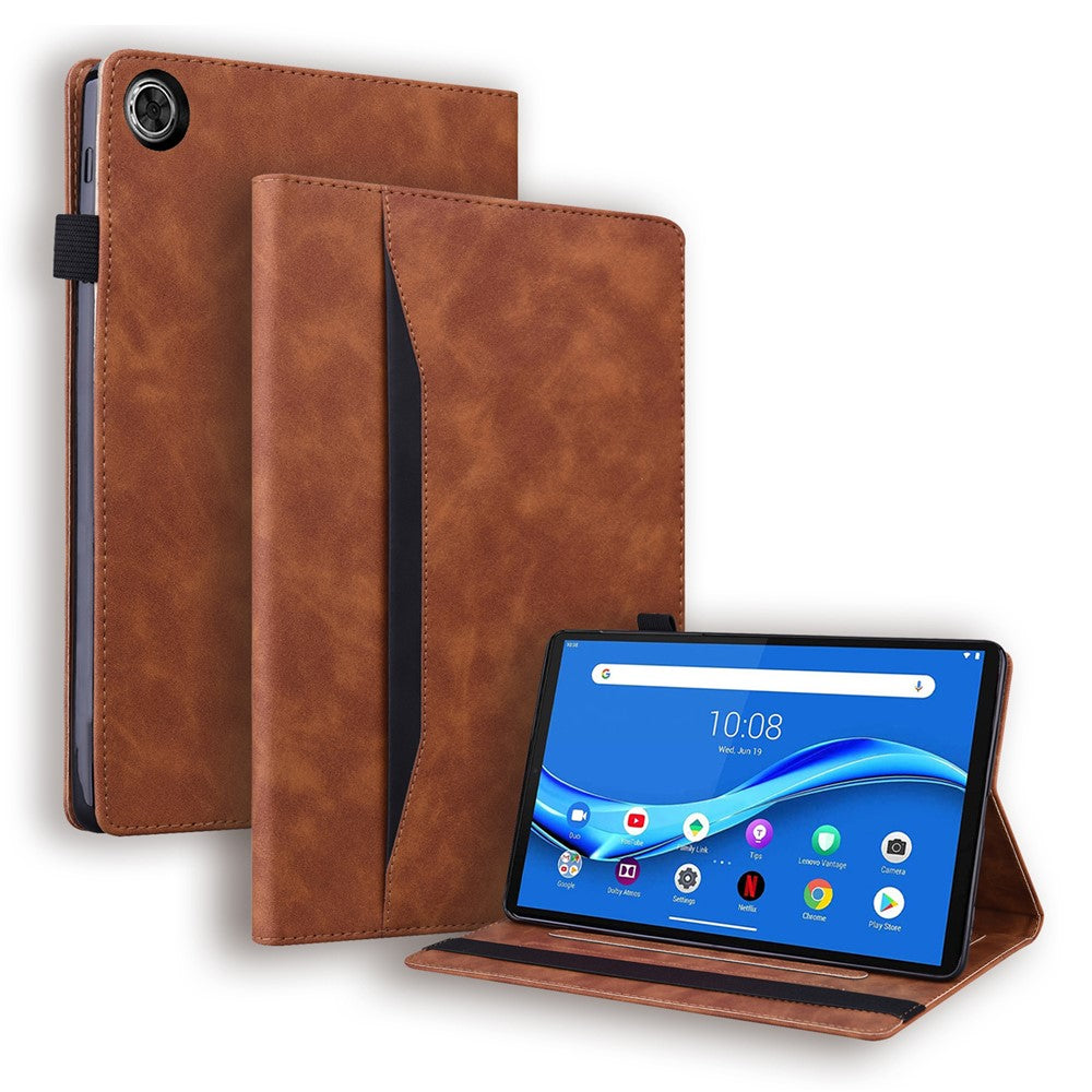 For Lenovo K9 / Tab One Case PU Leather Protective Folio Tablet Cover with Card Holder - Brown
