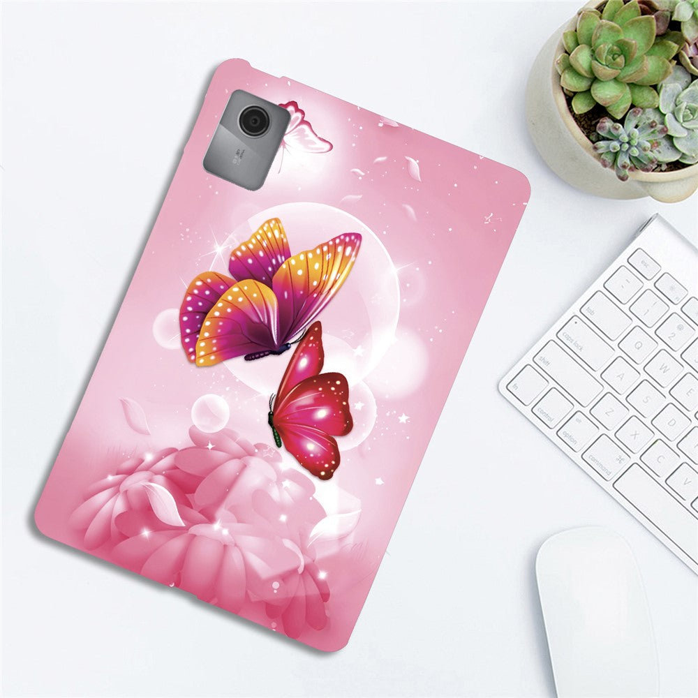 For Lenovo Idea Tab  /  Xiaoxin Pad 11 2025 Case Pattern Printing Slim Soft TPU Tablet Cover - Pink Butterfly