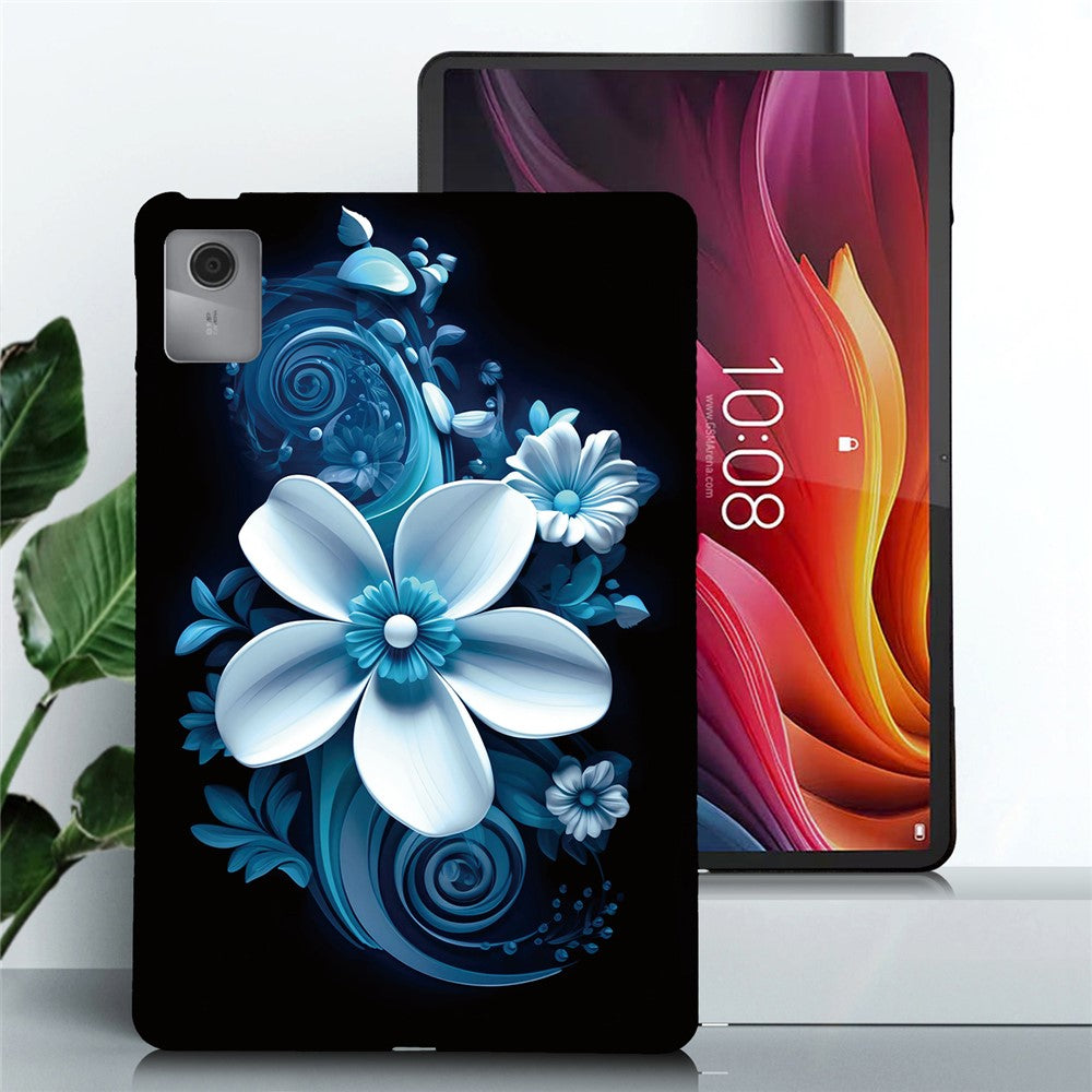 For Lenovo Idea Tab  /  Xiaoxin Pad 11 2025 Case Pattern Printing Slim Soft TPU Tablet Cover - Black Orchid