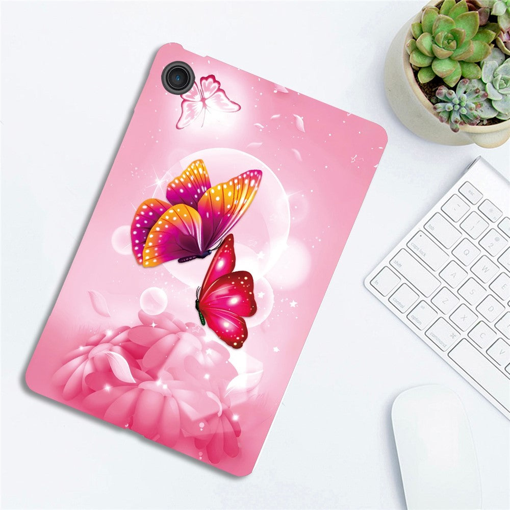 For Lenovo Tab 10.1 (2025) TB311XU  /  Zhaoyang K10C Case Pattern Printing Slim Soft TPU Tablet Cover - Pink Butterfly