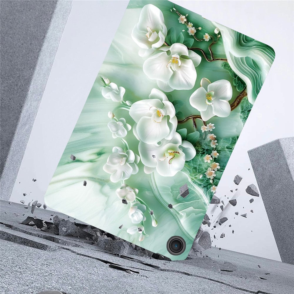 For Lenovo Tab 10.1 (2025) TB311XU  /  Zhaoyang K10C Case Pattern Printing Slim Soft TPU Tablet Cover - Jade Flower