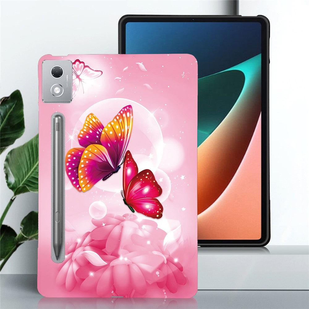For Lenovo Tab P12 Pro 12.7 2025  /  Xiaoxin Pad Pro 12.7 (2025) Case Pattern Printing Slim Soft TPU Tablet Cover - Pink Butterfly