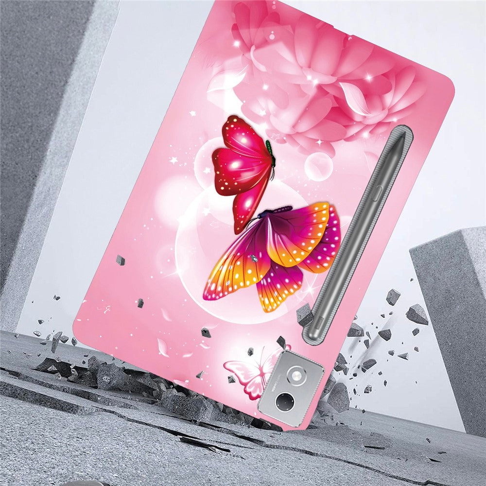 For Lenovo Tab P12 Pro 12.7 2025  /  Xiaoxin Pad Pro 12.7 (2025) Case Pattern Printing Slim Soft TPU Tablet Cover - Pink Butterfly