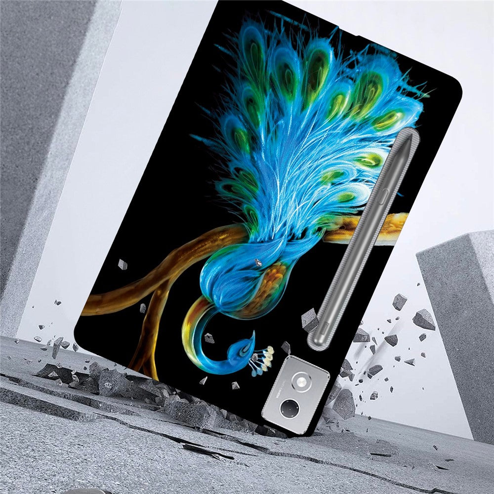For Lenovo Tab P12 Pro 12.7 2025  /  Xiaoxin Pad Pro 12.7 (2025) Case Pattern Printing Slim Soft TPU Tablet Cover - Peacock