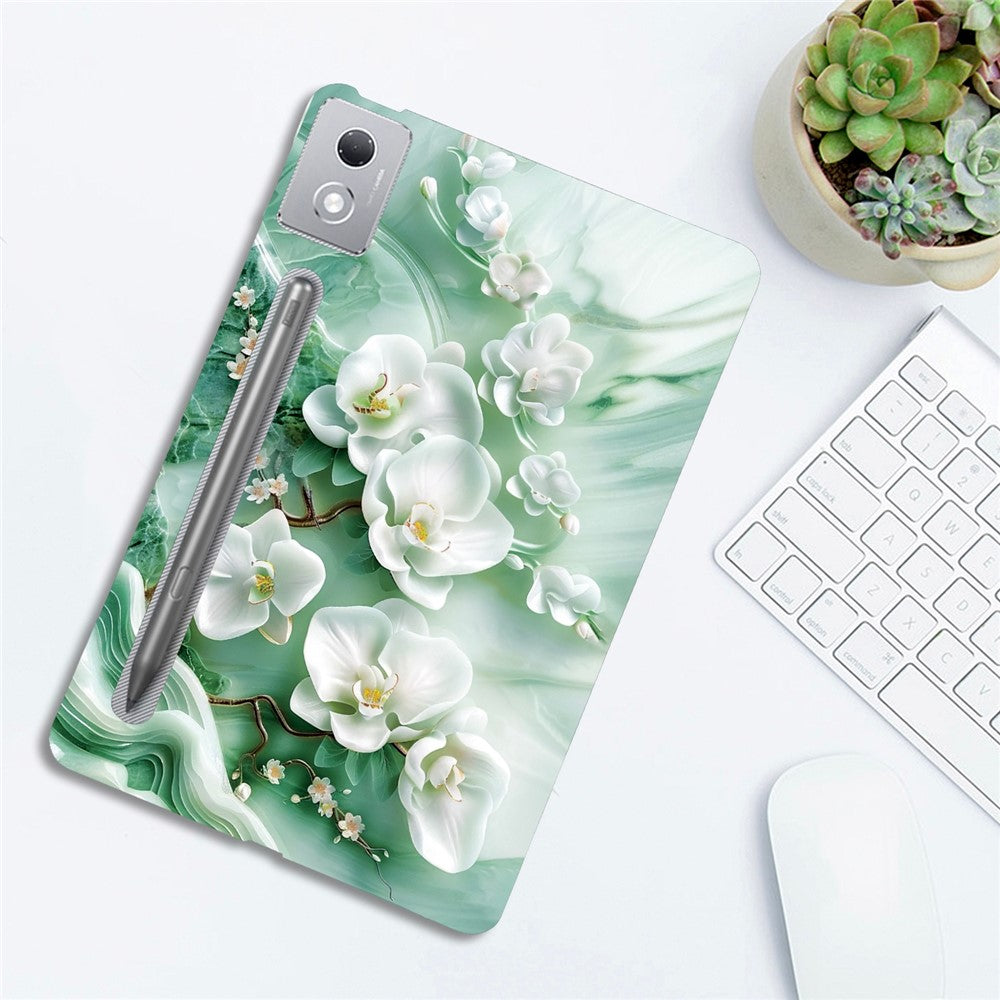 For Lenovo Tab P12 Pro 12.7 2025  /  Xiaoxin Pad Pro 12.7 (2025) Case Pattern Printing Slim Soft TPU Tablet Cover - Jade Flower