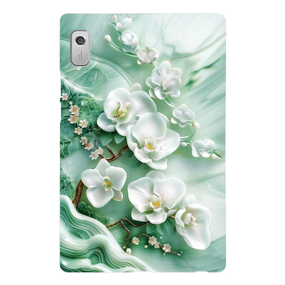 For Lenovo Tab M9 Case Pattern Printing Slim Soft TPU Tablet Cover - Jade Flower