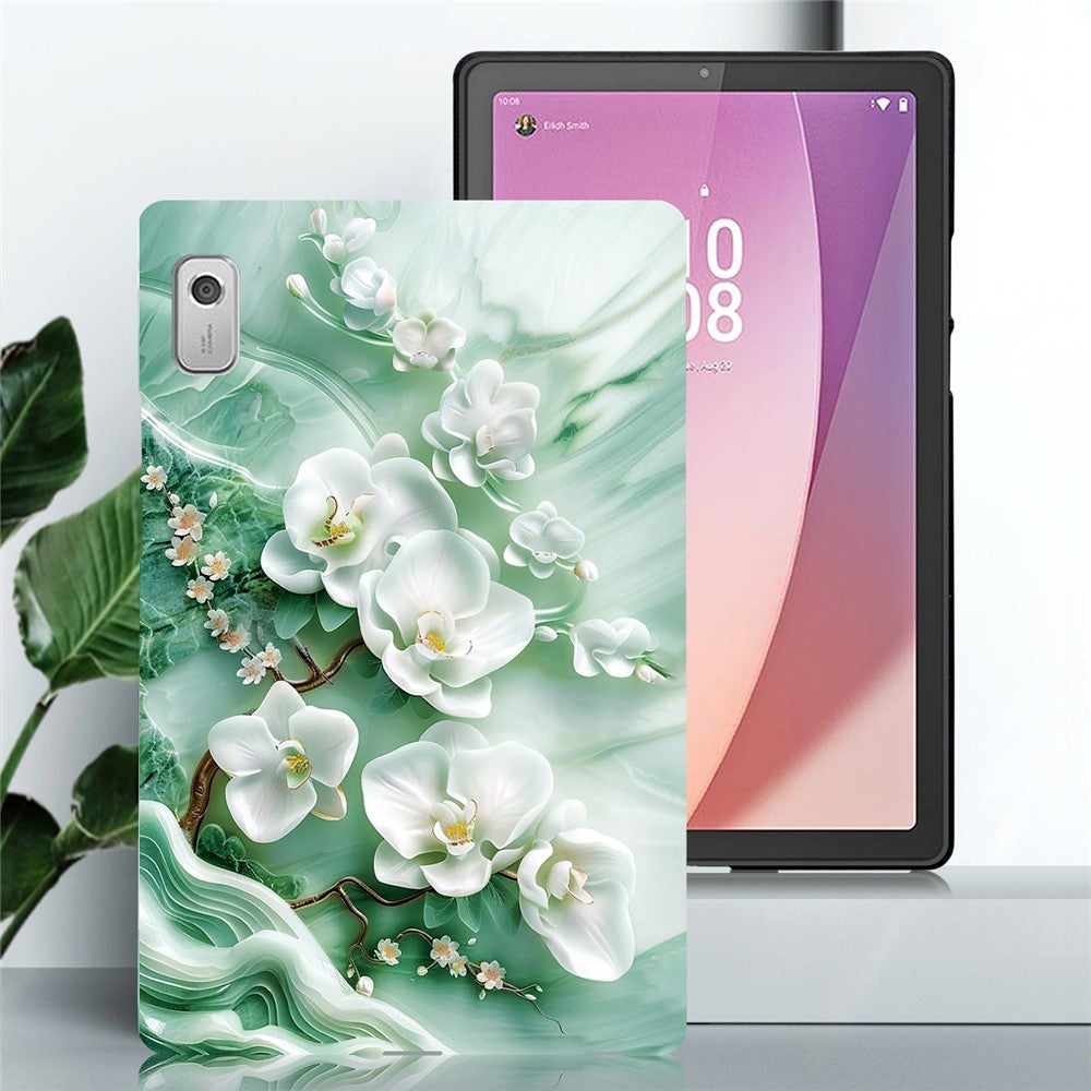For Lenovo Tab M9 Case Pattern Printing Slim Soft TPU Tablet Cover - Jade Flower