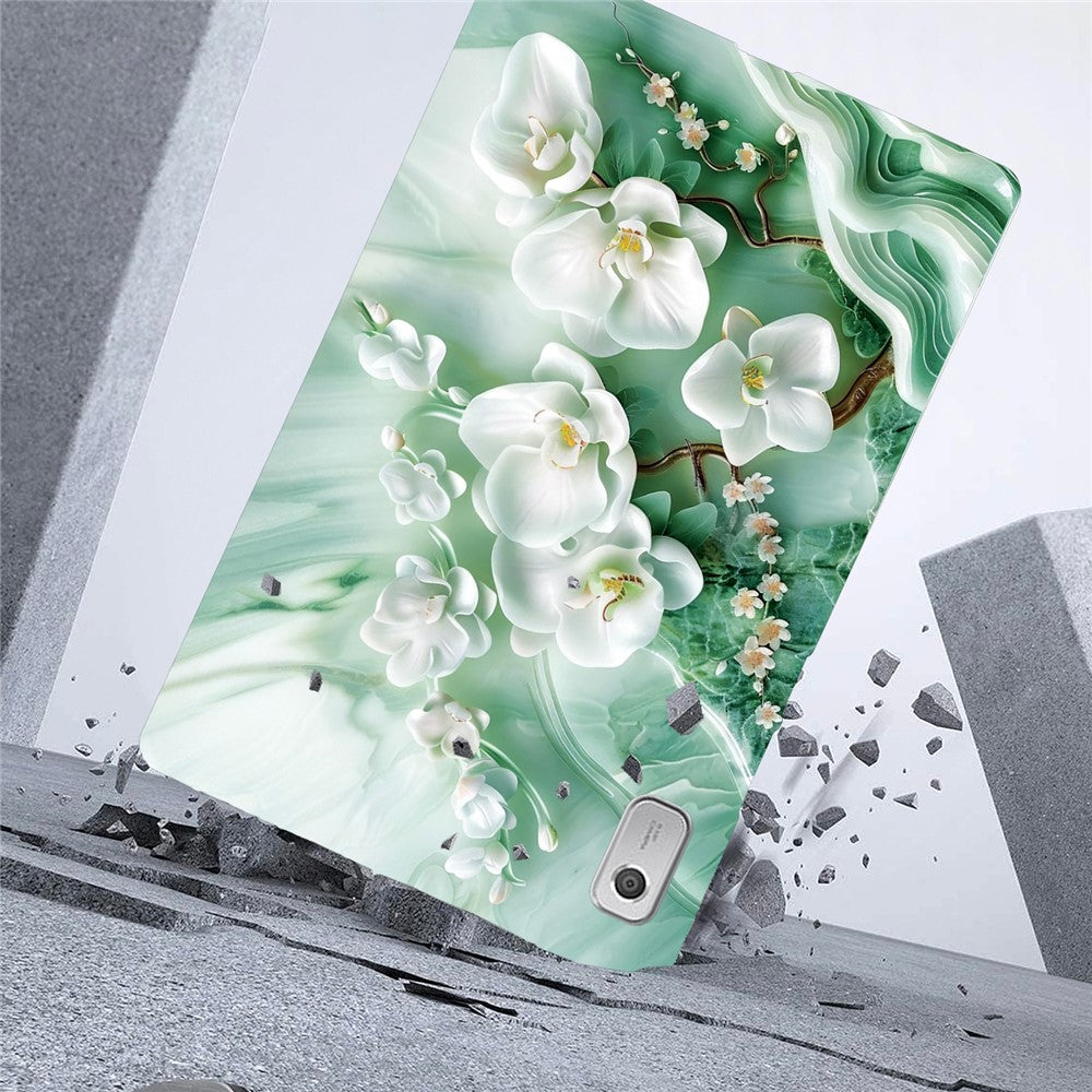 For Lenovo Tab M9 Case Pattern Printing Slim Soft TPU Tablet Cover - Jade Flower