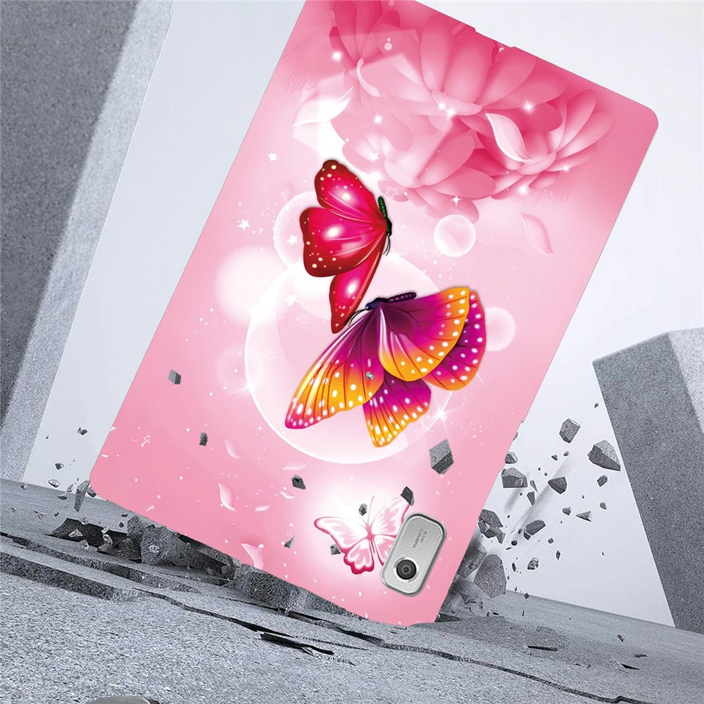 For Lenovo Tab M9 Case Pattern Printing Slim Soft TPU Tablet Cover - Pink Butterfly