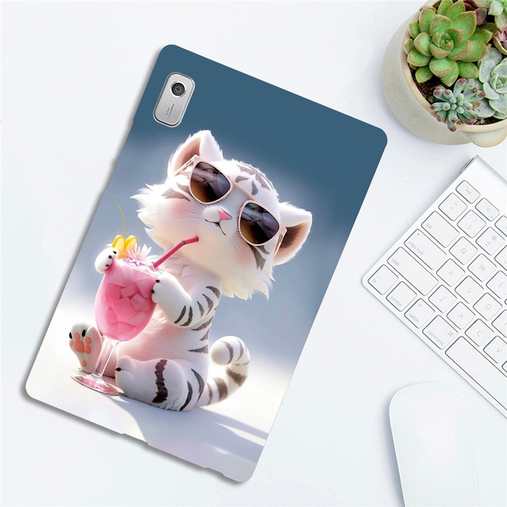 For Lenovo Tab M9 Case Pattern Printing Slim Soft TPU Tablet Cover - Cartoon Tiger