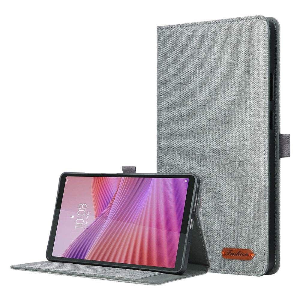 For Lenovo Tab K9 / Tab One Case with Stand Card Holder Cloth Texture Leather Tablet Cover - Grey