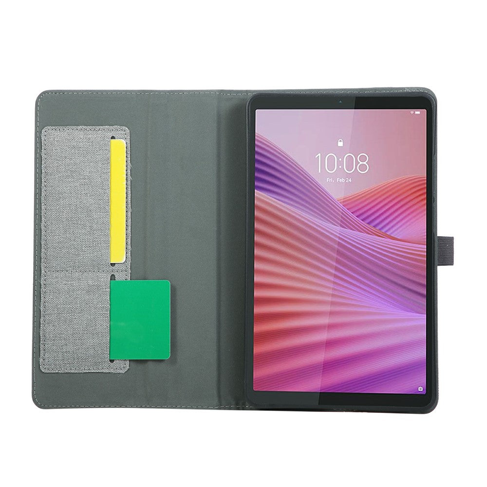 For Lenovo Tab K9 / Tab One Case with Stand Card Holder Cloth Texture Leather Tablet Cover - Grey