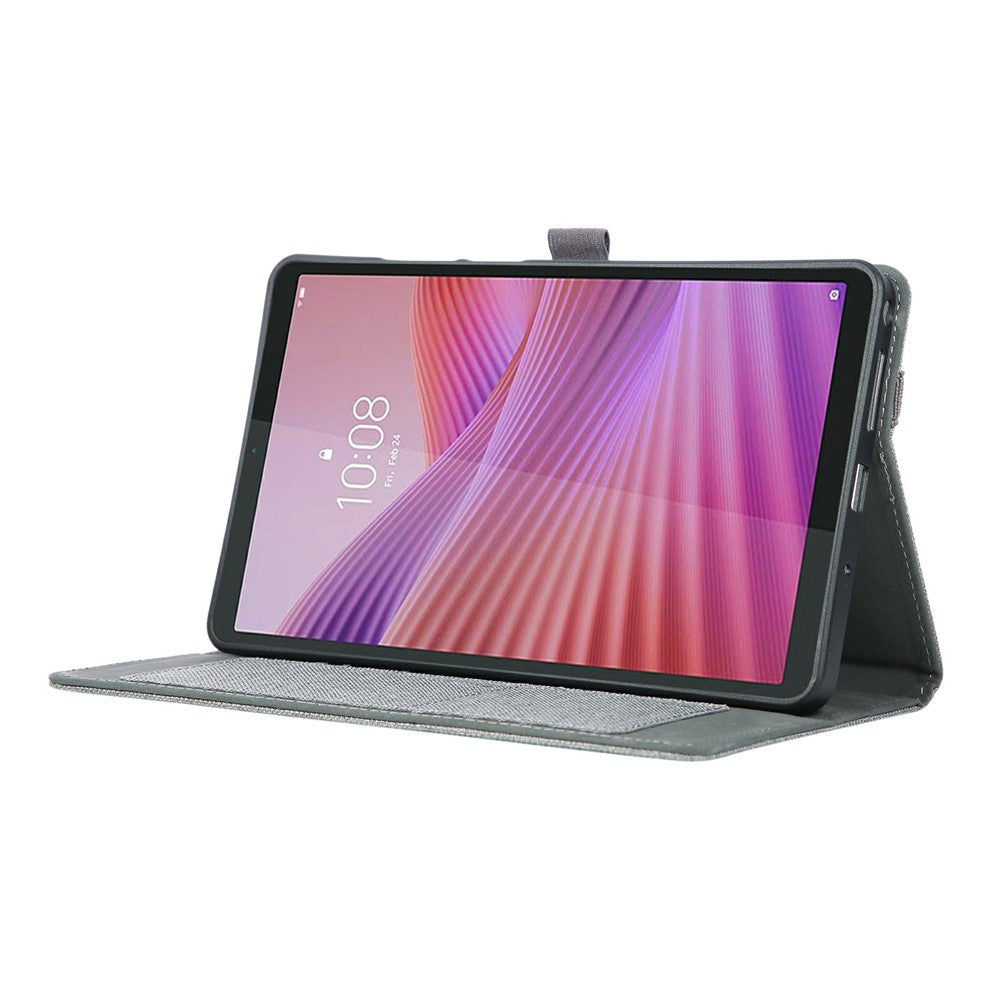 For Lenovo Tab K9 / Tab One Case with Stand Card Holder Cloth Texture Leather Tablet Cover - Grey